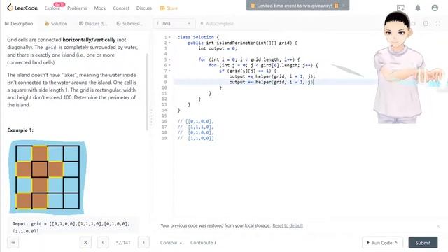 Leetcode 463 - Island Perimeter (JAVA Solution Explained!) смотреть онлайн