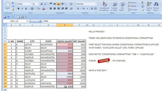 HOW TO REMOVE CONDITIONAL FORMATTING IN EXCEL