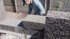 начало кладки ,пристрой из арболита