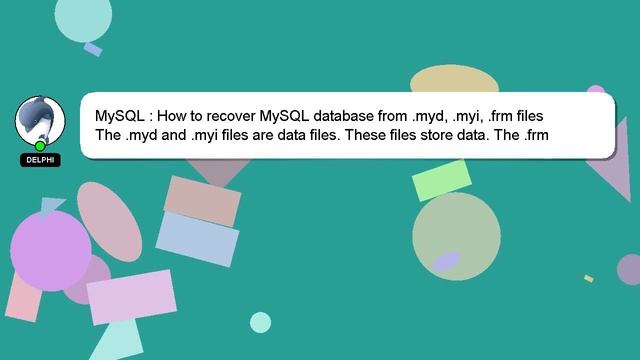 MySQL : How to recover MySQL database from .myd, .myi, .frm files смотреть онлайн