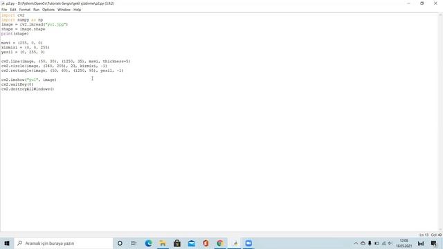 Python ve OpenCv Eğitimi Ders 9: Resim üzerinde şekiller çizme смотреть онлайн
