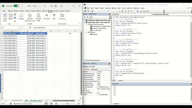 EXCEL VBA - różne sposoby zliczania wierszy w zakresie lub tabeli смотреть онлайн