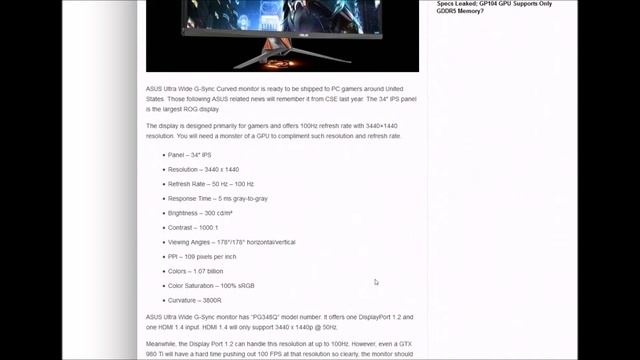 Asus Ultra Wide G Sync Monitor Packs Every Feature a Gamer Needs смотреть онлайн