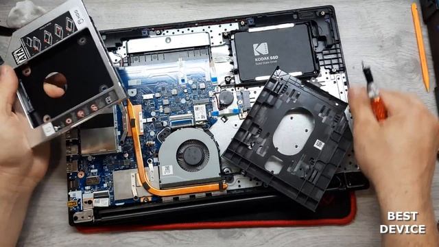 Апгрейд, как разобрать ноутбук Lenovo IdeaPad 330-15IGM замена термопасты, установка SSD + HDD смотреть онлайн