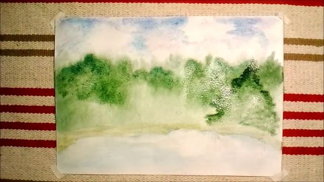 РИСУНОК: Пейзаж - болото//Самый простой пейзаж//Акварель смотреть онлайн
