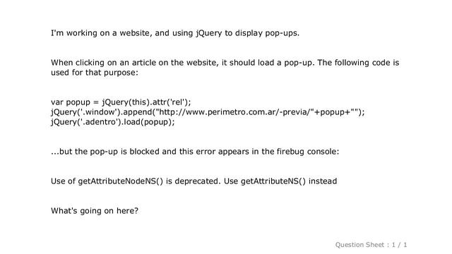 jQuery : Use of getAttributeNodeNS() is deprecated. Use getAttributeNS() instead смотреть онлайн