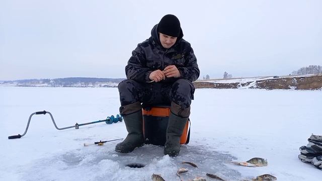 Рыбалка на р.Ангара в декабре 2021!Поймал окуня рукой) смотреть онлайн