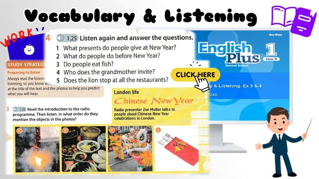 English Plus 1 Year 5 - Unit 2 (Page 26) "Vocabulary & Listening : Special Days" | Chinese New Year смотреть онлайн
