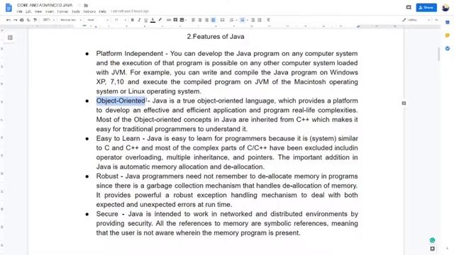 2.Features of Java | Core Java | Marathi | ChiKhu193 смотреть онлайн