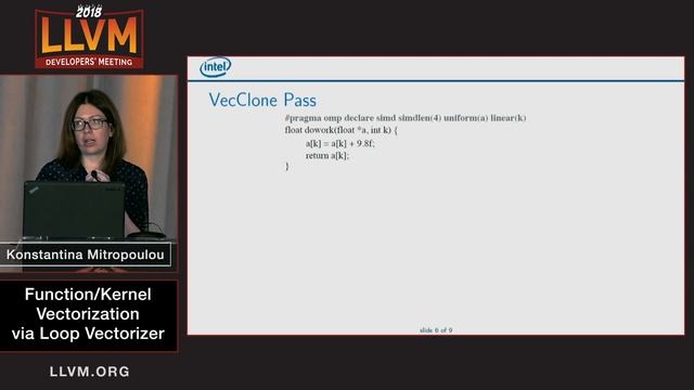 2018 LLVM Developers’ Meeting: K. Mitropoulou “VecClone Pass: Function Vectorization via LoopVec... смотреть онлайн