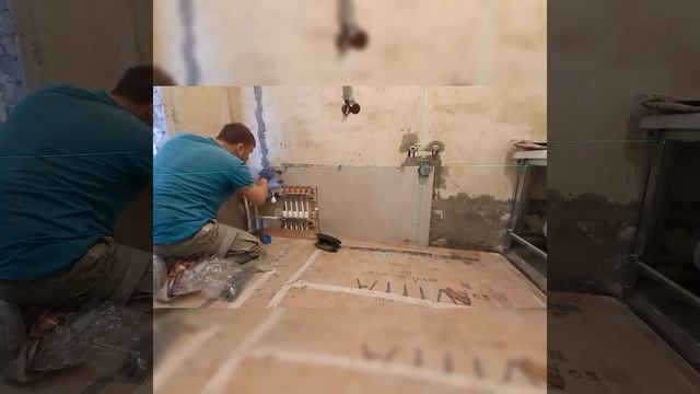 Укладка крупноформатного керамогранита 120×60|Как клеить крупную плитку| смотреть онлайн