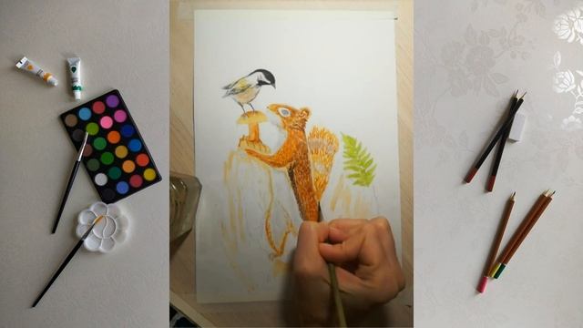 Уроки рисования акварелью. Как нарисовать белку смотреть онлайн