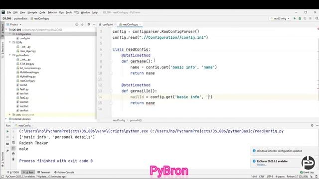 By using oops how to read the config.ini file | Working with config files in Python | PyBron смотреть онлайн