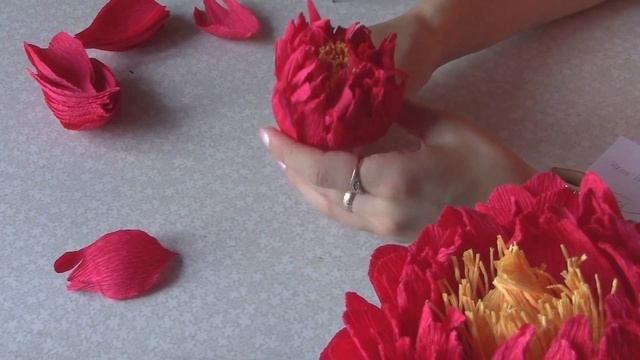 Пион с конфетой из гофрированной бумаги смотреть онлайн