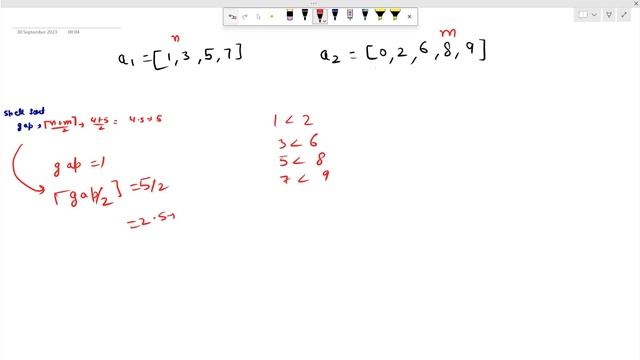 Merged two Sorted Arrays Without Extra Space | GFG | Javascript смотреть онлайн