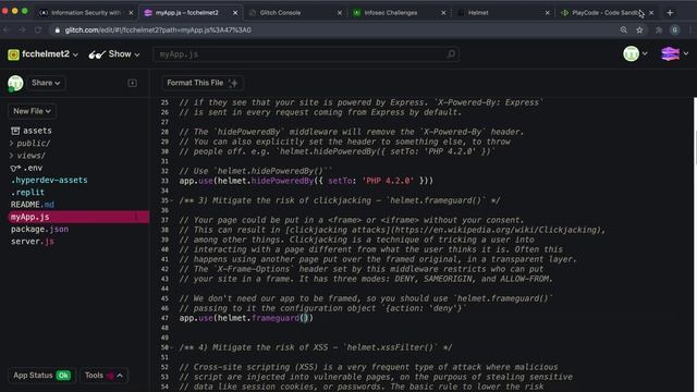 03 - Mitigate the Risk of Clickjacking with helmet.frameguard() -Information Security - freeCodeCam смотреть онлайн