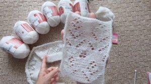 Новый процесс. Ажурная кофта на пуговицах. // Обзор пряжи. Начало процесса.//