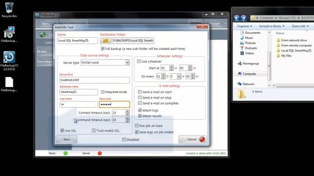 FileBackupCS Part 5 (Backup local Ms-SQL database to a local drive/folder) смотреть онлайн