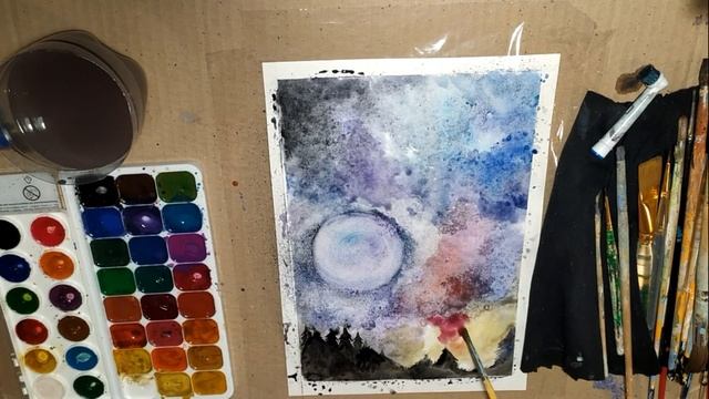 ?РИСУЮ АКВАРЕЛЬЮ КОСМОС смотреть онлайн