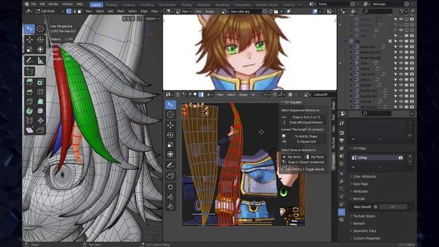How to use UV squares for Anime hair in Blender 3.2 смотреть онлайн