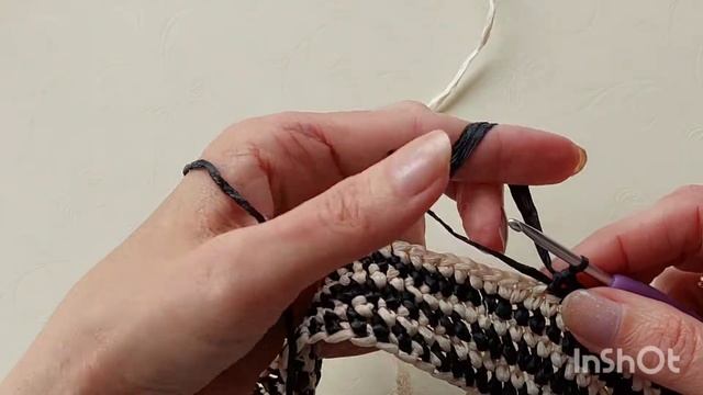 смена нити крючком, смена цвета безотрывно