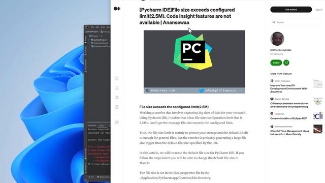 File size exceeds configured limit PyCharm Solution смотреть онлайн
