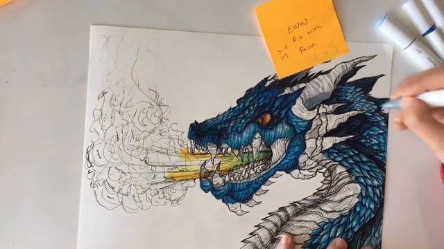 Drawing a Dragon with Ohuhu Markers! (80 Colour Set) | Cheap Marker "Review" смотреть онлайн