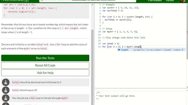 Basic JavaScript Iterate Through an Array with a For Loop free code camp Dani смотреть онлайн