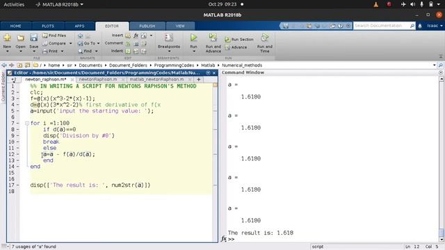 MatLab Code of Newton-Raphson for finding root [3-1] смотреть онлайн