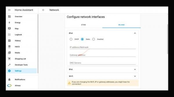 Home Assistant network settings