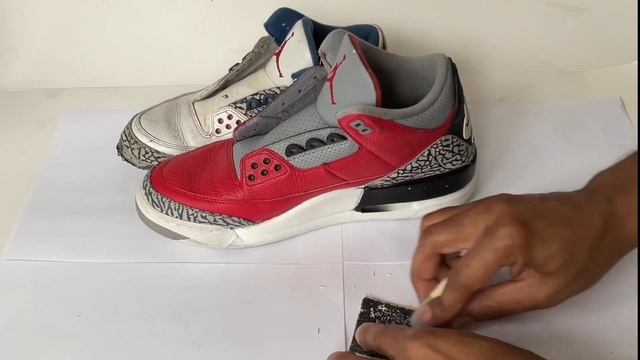 How to clean elephant print Air Jordan cement 3s red unite no ? chemicals method смотреть онлайн
