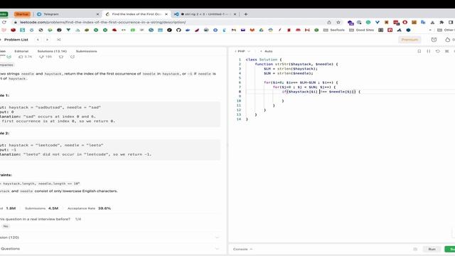 28. Find the Index of the First Occurrence in a String - leetcode смотреть онлайн