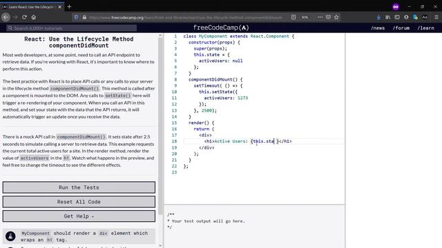 Learn React Use the Lifecycle Method componentDidMount-freeCodeCamp.org(Day-12) смотреть онлайн