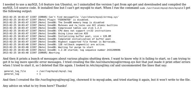 DevOps & SysAdmins: MySQL 5.6 won't start or log to a log file смотреть онлайн