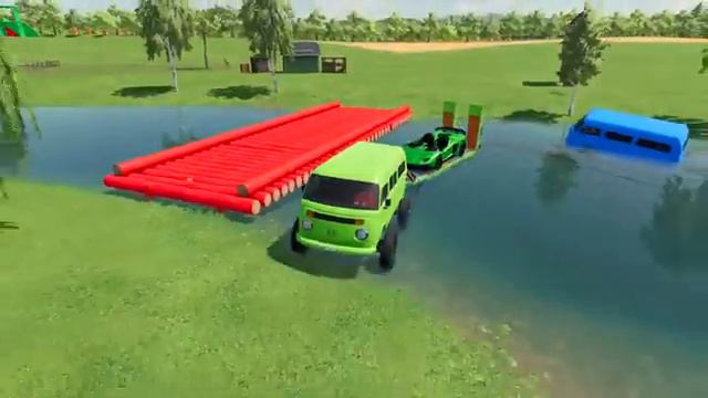 TRANSPORTING COLORED LAMBORGHINI AVENTADOR WITH VW MINI BUS Farming Simulator 22 смотреть онлайн