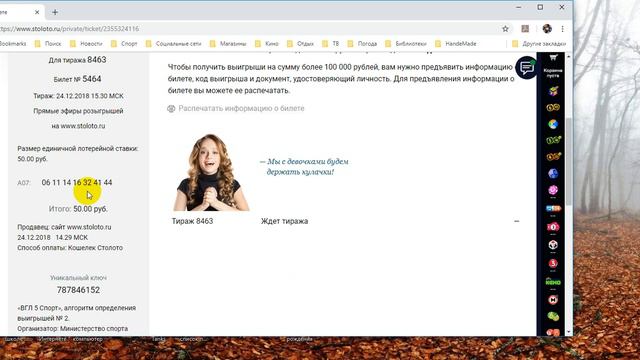 7 из 49 Тираж №8463 24.12.2018 Ставка смотреть онлайн