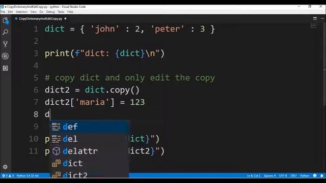copy dictionary and edit copy in python ? смотреть онлайн