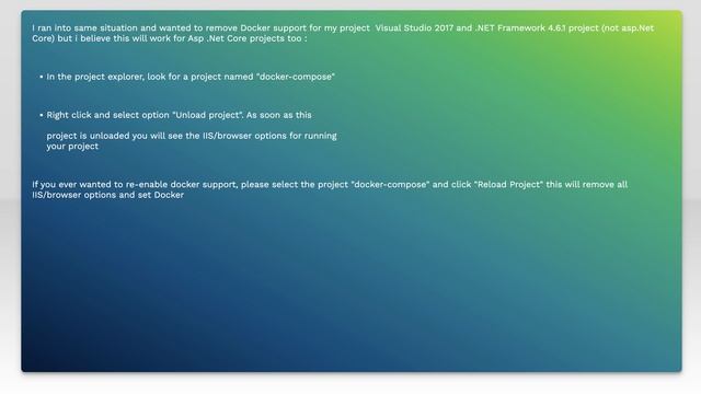 How to remove docker support from an ASP.NET Core project? смотреть онлайн