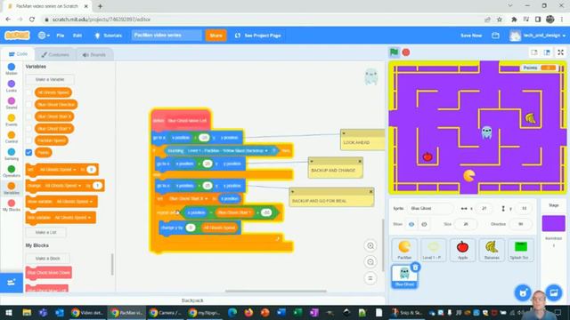 PacMan 13 - Make the Blue Ghost move Left and Right if allowed - Make a Video Game in Scratch смотреть онлайн