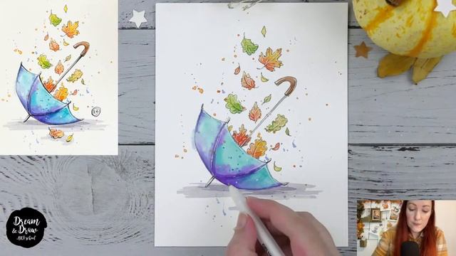 Lesson 4 | Umbrella with leaves | Free Drawing Course for Beginners смотреть онлайн