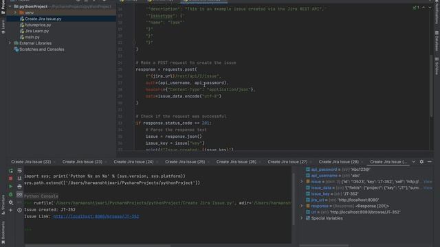 Jira Issue Creation Via REST API | Python Code To Create A Jira Issue #jira #restapi