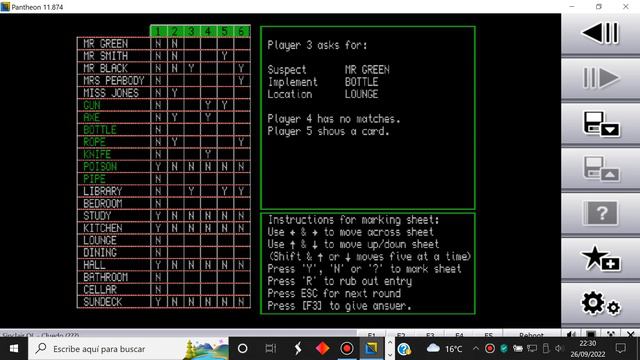 Cluedo - Sinclair QL - Pantheon 11.874 - Test Windows 10