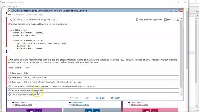 Java encapsulation Tutorial. (enthuware.ocajp.i.v8.2.997) смотреть онлайн