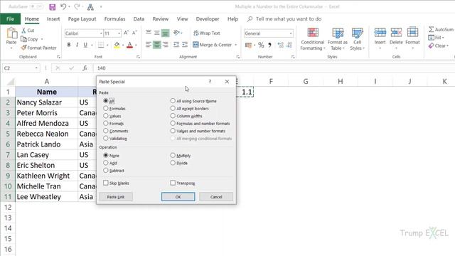 Multiply an Entire Column by a Number in Excel (without using a formula) смотреть онлайн