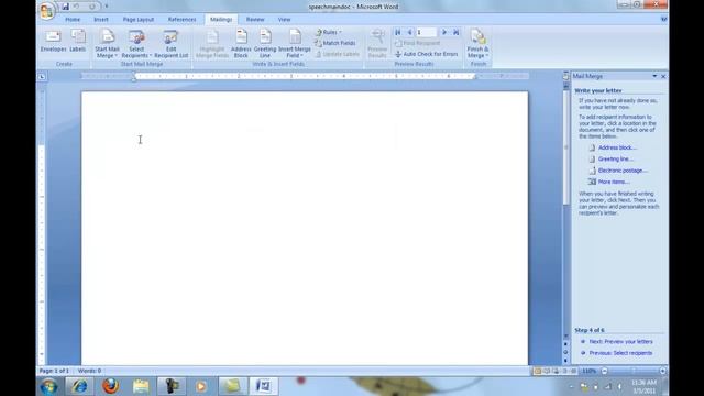 Step by Step Mail Merge Wizard in Word 2007 or Word 2010 смотреть онлайн