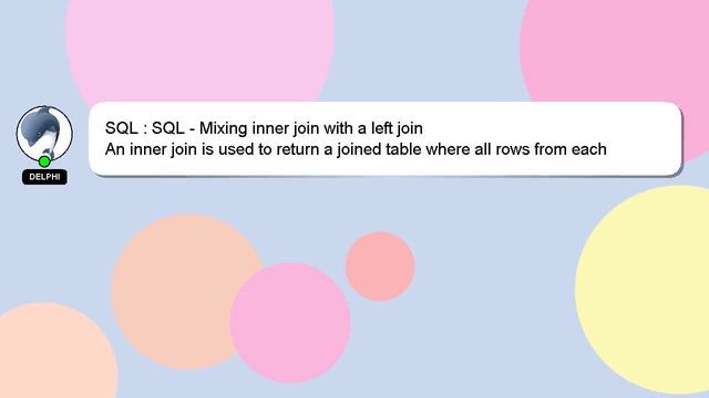 SQL : SQL - Mixing inner join with a left join смотреть онлайн