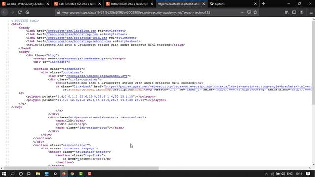Reflected XSS into a JavaScript string with angle brackets HTML encoded смотреть онлайн