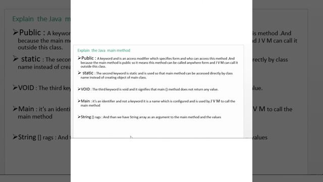 What the mean Public static void main(String agrs) in Java смотреть онлайн