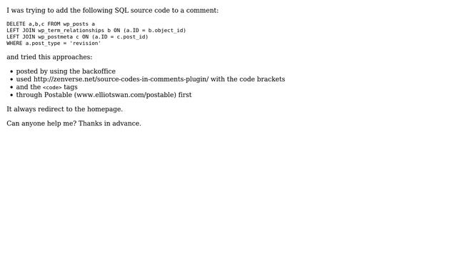 Wordpress: Adding SQL source code to comments смотреть онлайн