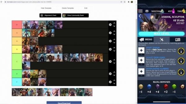 Dual Color Planeswalker Tier List | Magic the Gathering Puzzle Quest
